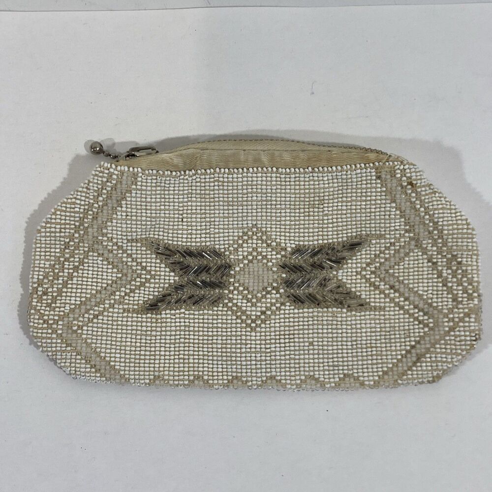 Vintage Antique 6. 7”‎ Beaded Czech Purse Clutch Belt Hand Bag Czechoslovakia